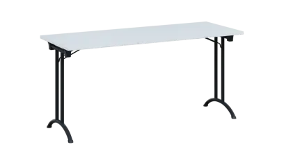 SLA 160 lak skládací jednací stůl 1600x600, deska 25 mm, podnož černý lak, deska bílá